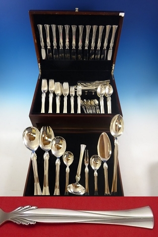 Queen Christina by Frigast Sterling Silver Flatware Set Service 93 Pcs Modern